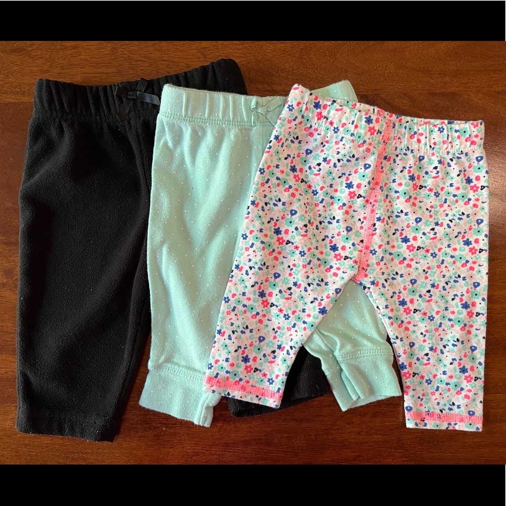 Three pairs of baby pants, size 0-3 months